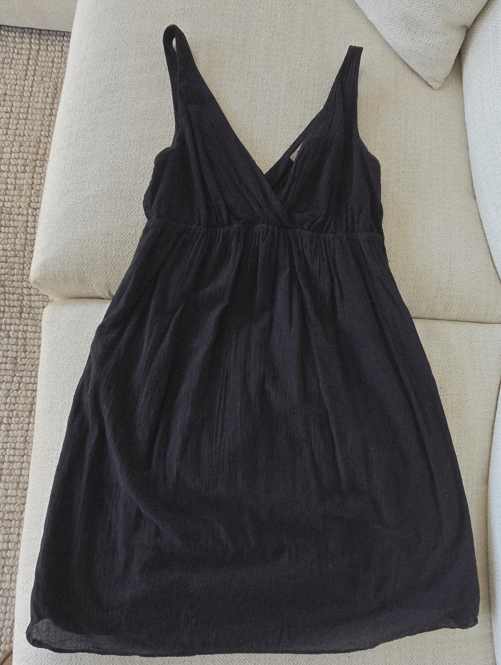 Black v-neck Cotton dress S Old Navy Gauze Summer Wedding Versatile Beach Cruise